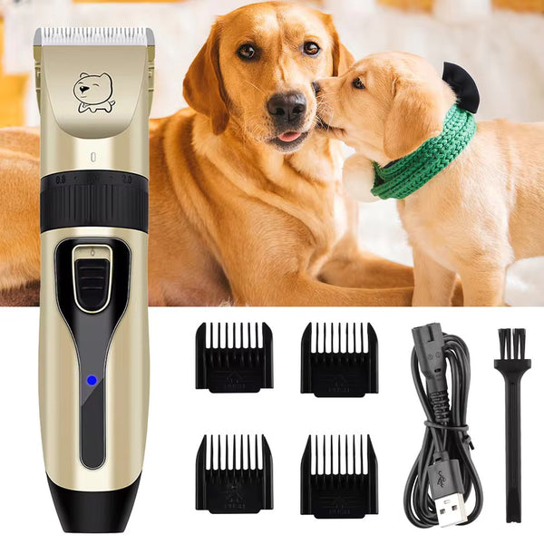 Cordless Dog Hair Trimmer Clippers Set with Precision Blades and 4 Guide Combs